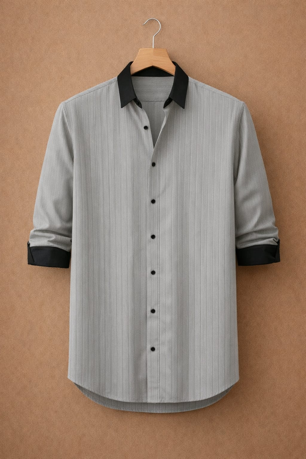 UpperQuest Grey Cotton Blend Shirt for Men | Slim Fit Casual & Party Wear