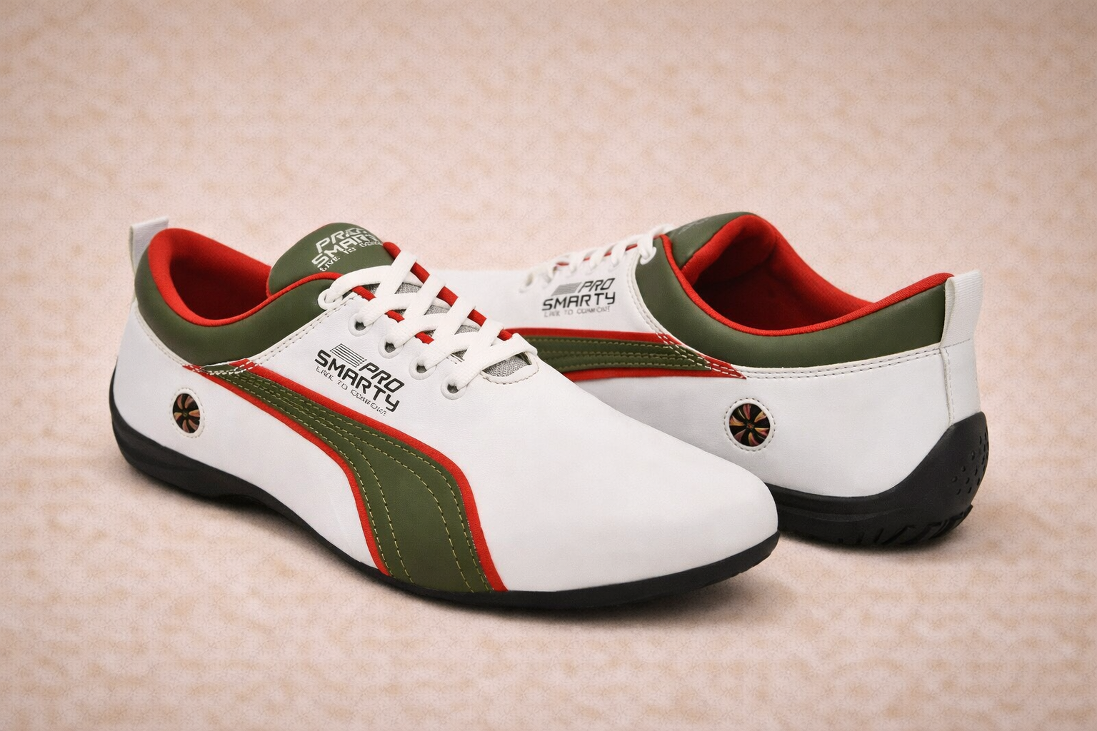 UpperQuest White, Olive Green & Red Sports Shoes | Lightweight Casual Running Sneakers for Men | Non-Branded / Generic Product