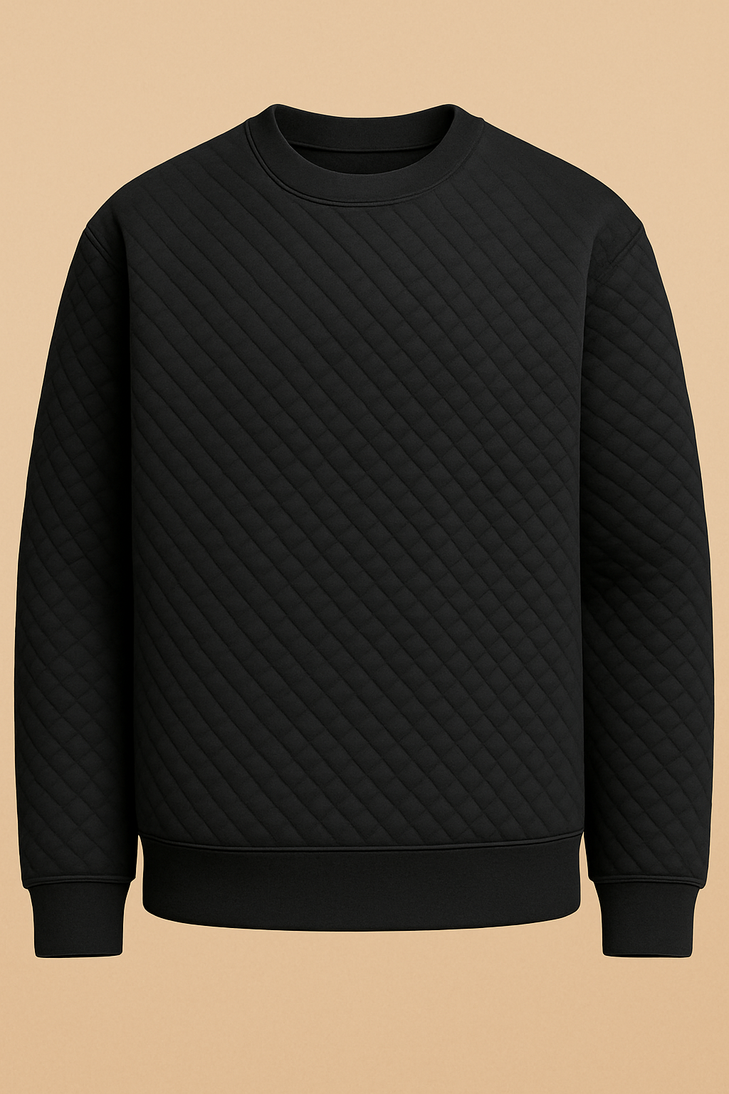 UpperQuest Men’s Quilted Sweatshirt – Black Colour | Soft Winter Pullover | Premium Casual Wear