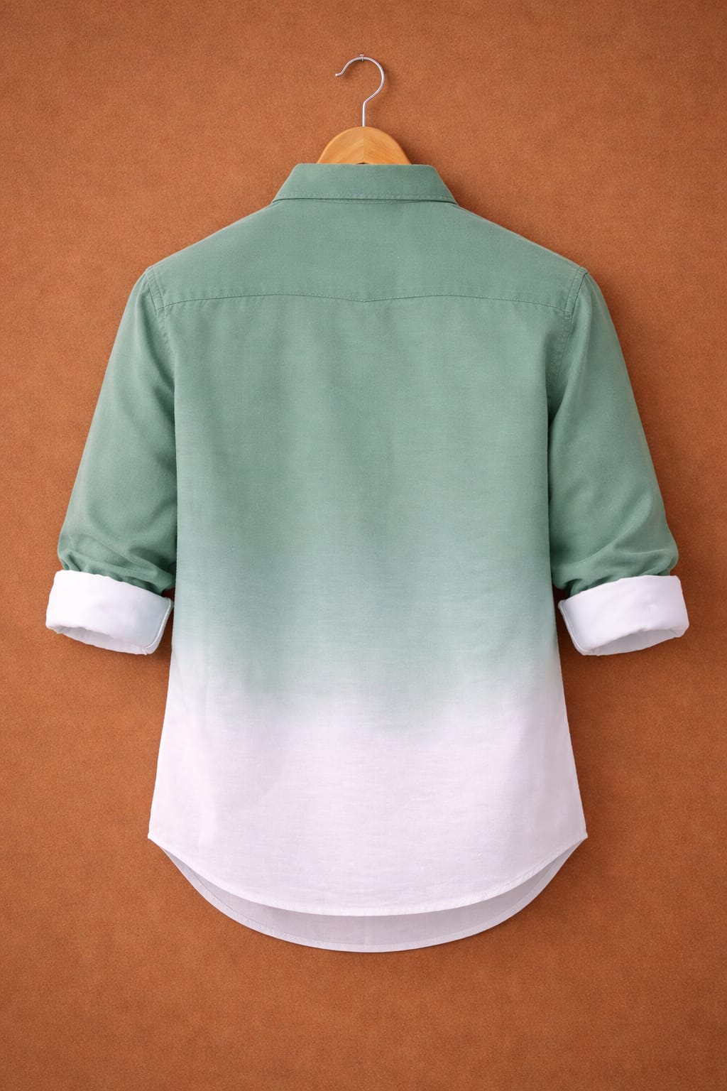 UpperQuest Sea Green Ombre Lycra Shirt for Men | Stretchable Slim Fit Casual Shirt