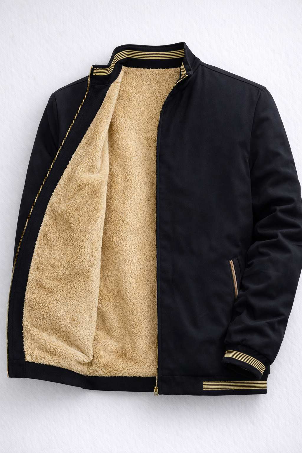 UpperQuest Men’s Fleece-Lined Winter Jacket – Black Colour | Warm Zip-Up Casual Jacket | Premium Daily Wear Outerwear