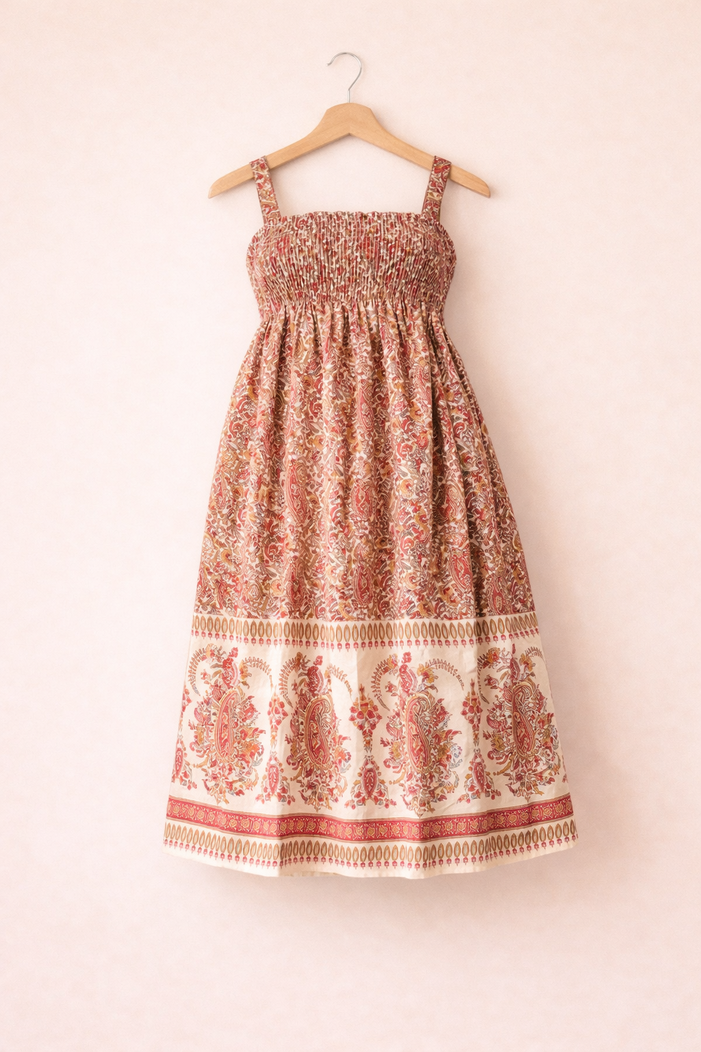 UpperQuest Women’s Boho Maxi Dress – Multi-Colour Print on Beige | Sleeveless Summer Long Dress | Casual & Vacation Wear