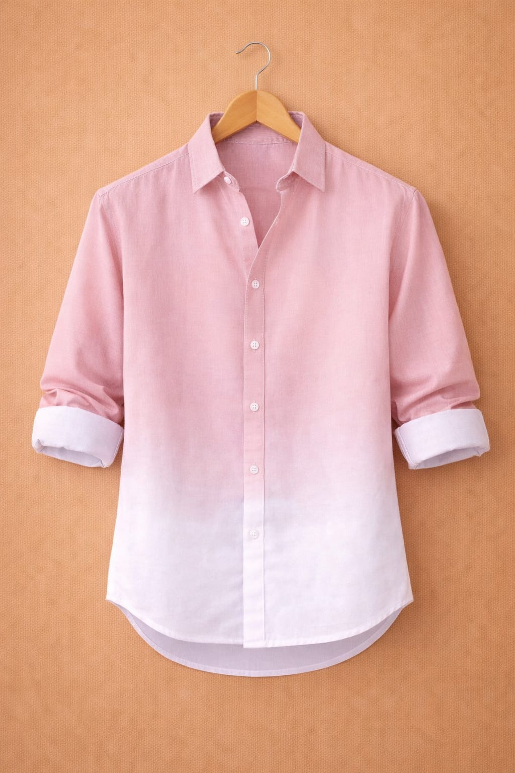 UpperQuest Pink Ombre Lycra Shirt for Men | Stretchable Slim Fit Casual Shirt
