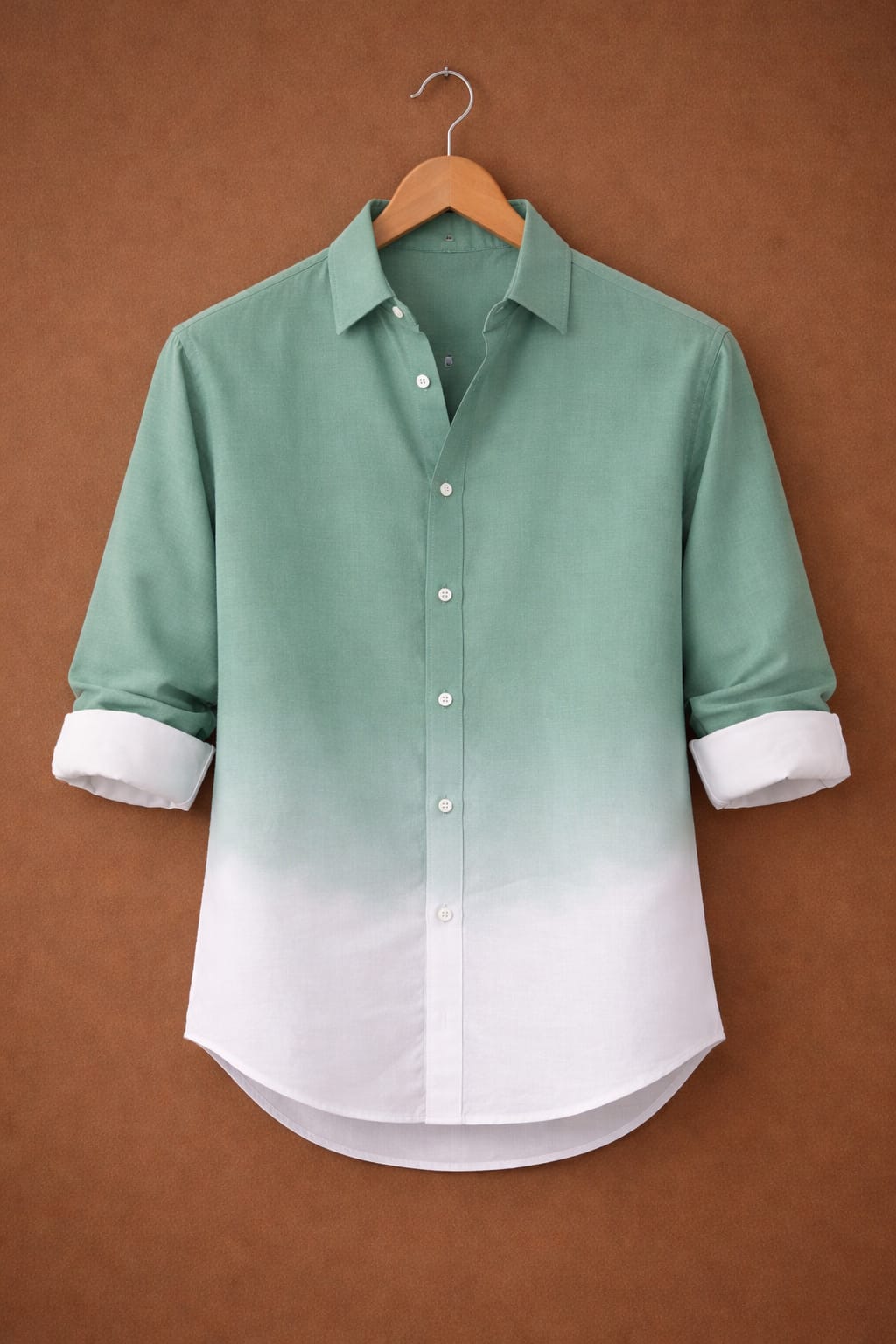 UpperQuest Sea Green Ombre Lycra Shirt for Men | Stretchable Slim Fit Casual Shirt