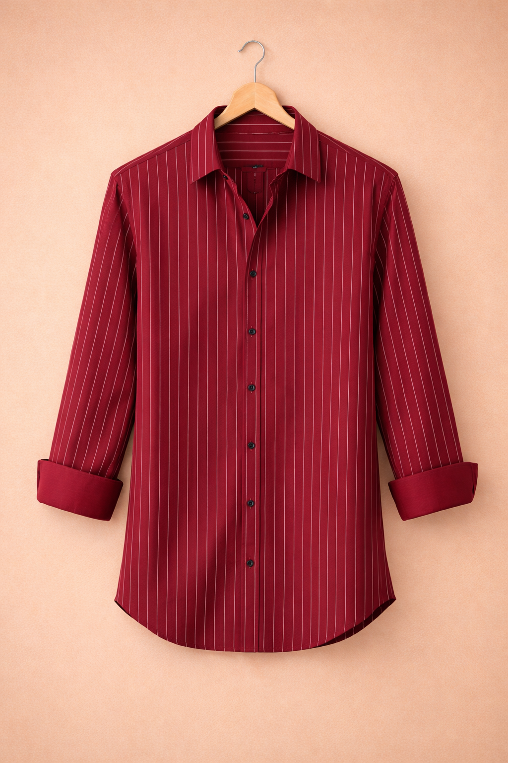 UpperQuest Men’s Striped Shirt – Maroon Colour | Premium Casual & Formal Button-Down Shirt