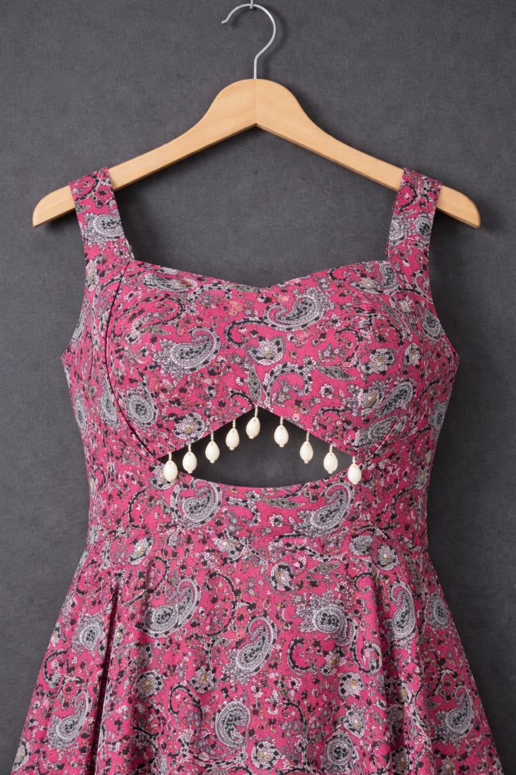 UpperQuest Women’s Printed Maxi Dress – Pink Multi-Colour | Sleeveless Long Dress with Tassel Detail | Party & Casual Wear