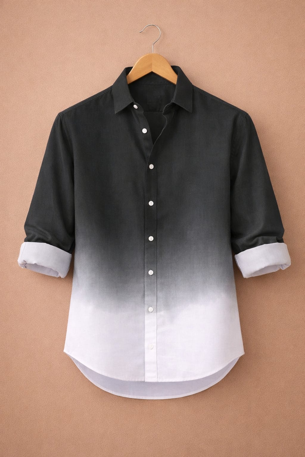 UpperQuest Black Ombre Lycra Shirt for Men | Stretchable Slim Fit Casual Shirt