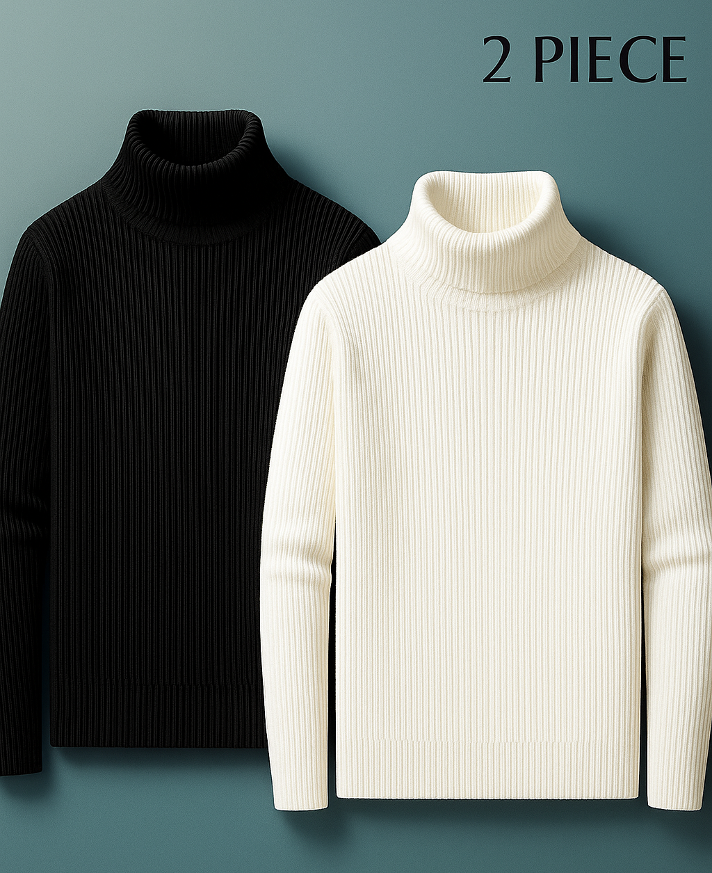 Premium Ribbed High neck Sweatshirt/Sweater Combo (Black & White)