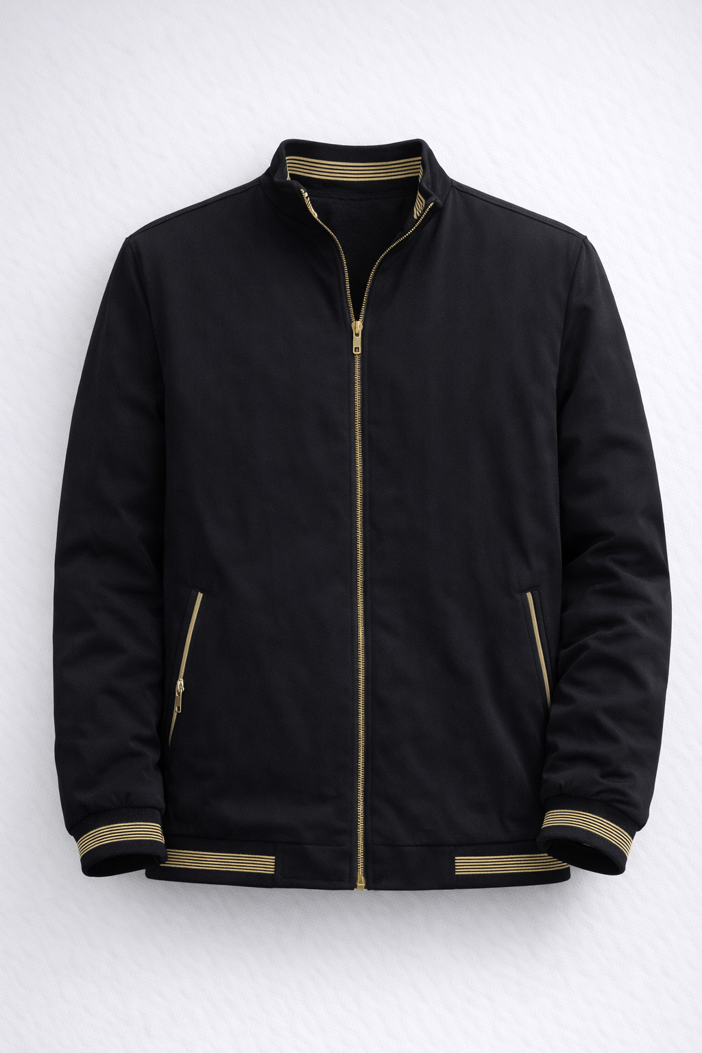 UpperQuest Men’s Fleece-Lined Winter Jacket – Black Colour | Warm Zip-Up Casual Jacket | Premium Daily Wear Outerwear