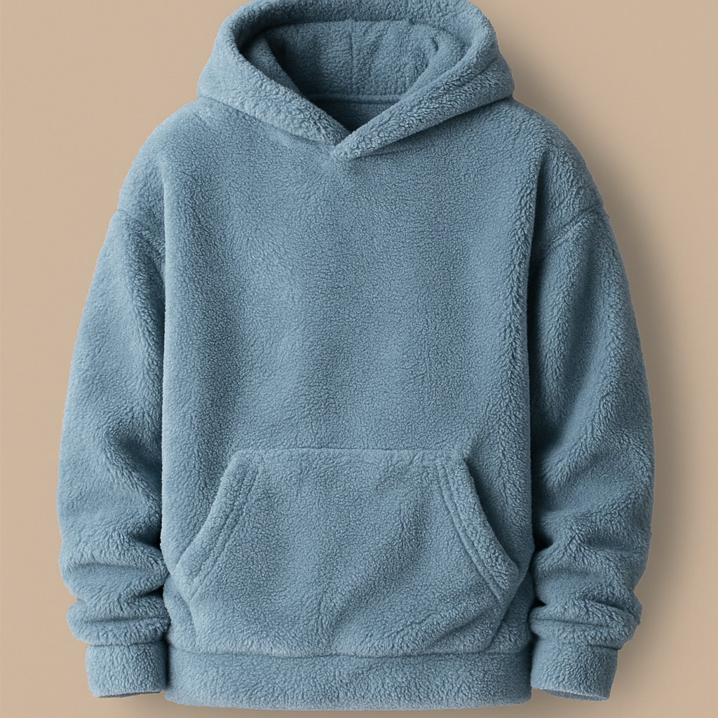 Men’s Ultra-Soft Fleece Fur Hoodie – Winter Warm Hooded Sweatshirt ( Sky Blue) | UpperQuest