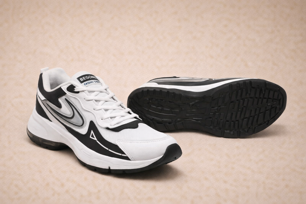 UpperQuest|White & Black Sports Shoes | Lightweight Running & Casual Sneakers | Non-Branded / Generic Product