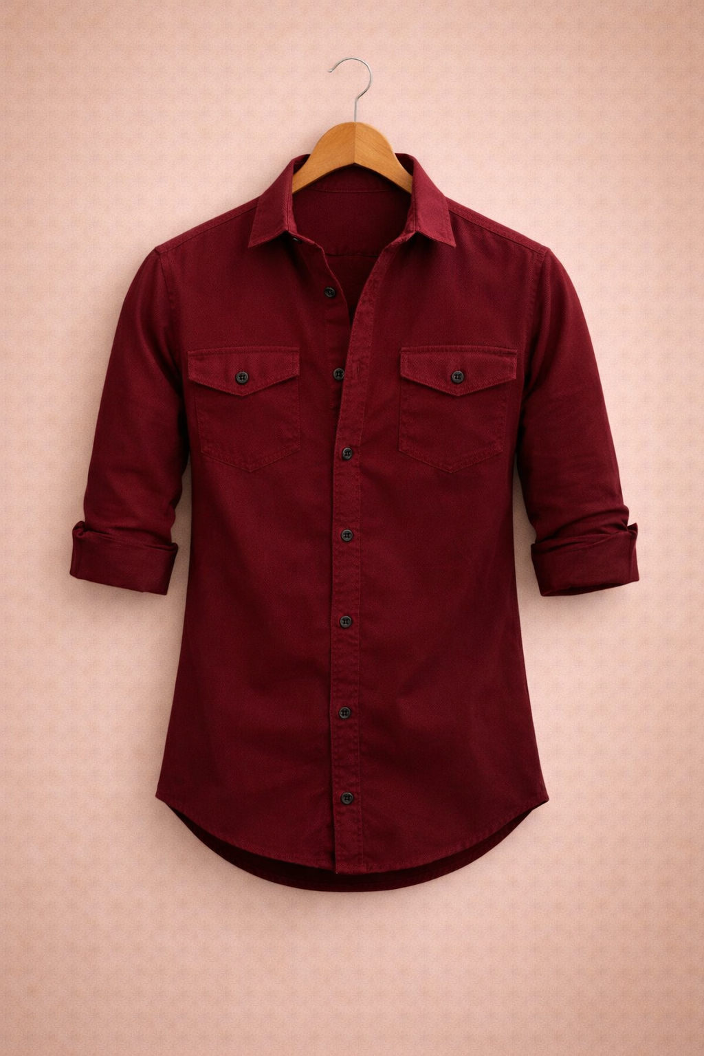 UpperQuest Men’s Red colour Slim Fit Casual Shirt | Full Sleeve Button-Down Cotton Shirt👔