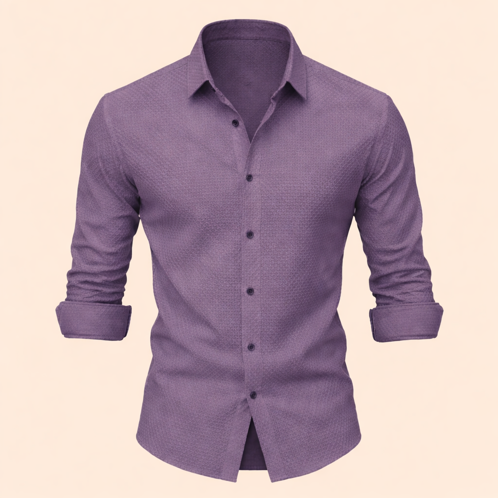 UpperQuest Men’s Textured Casual Shirt – Lavender Colour | Slim Fit Stylish Shirt | Party & Daily Wear