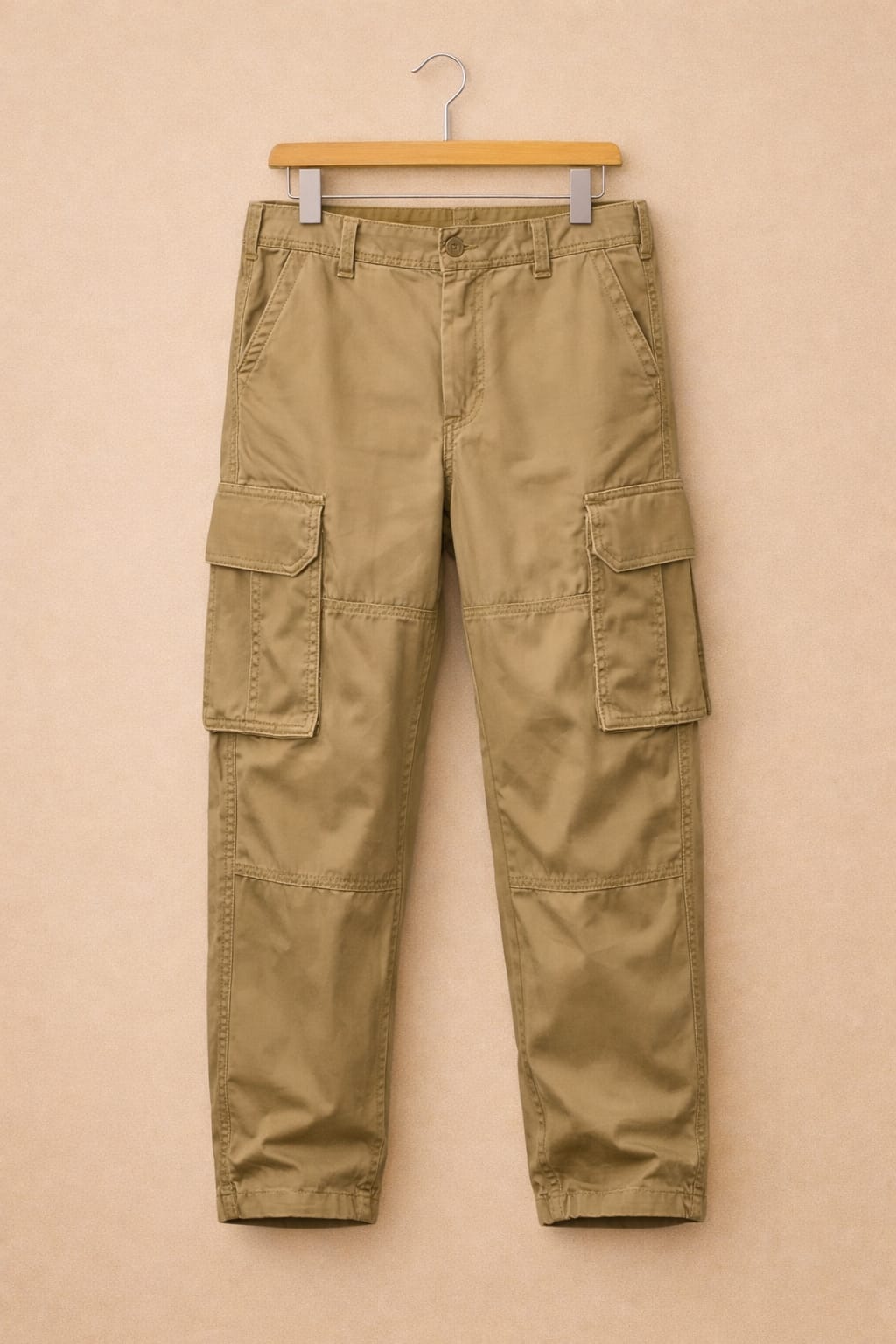 UpperQuest Men’s Khaki Cargo Pants | Multi-Pocket Casual & Streetwear Trousers