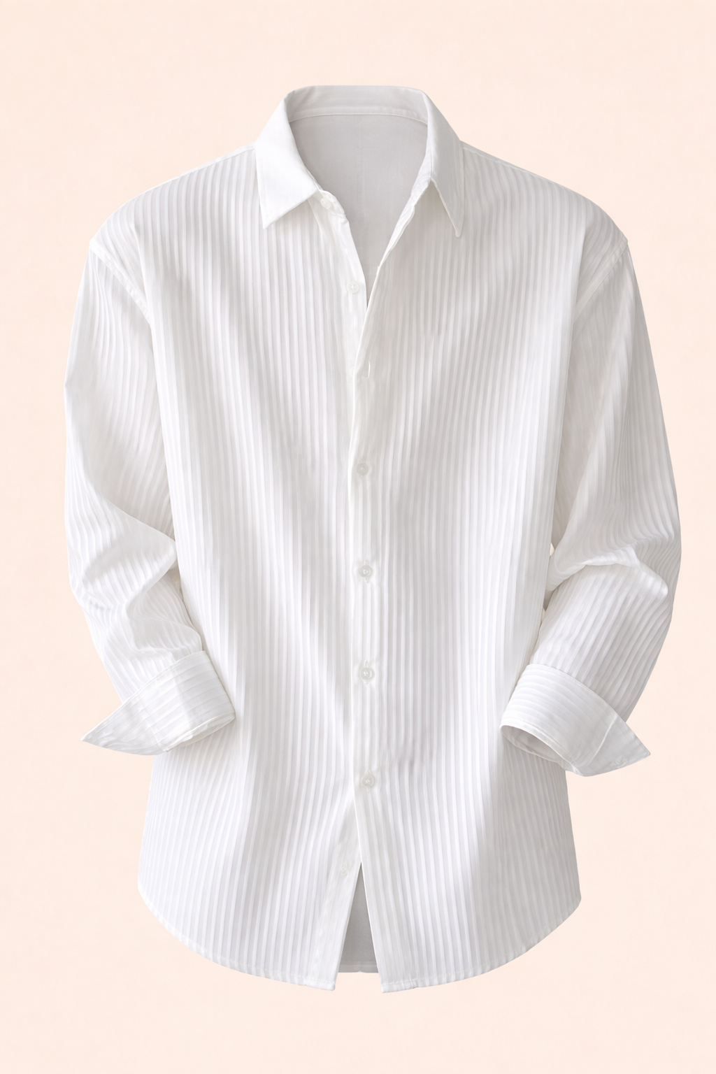 UpperQuest Men’s Pleated Designer Shirt – White Colour | Stylish Button-Down Shirt | Premium Party & Casual Wear