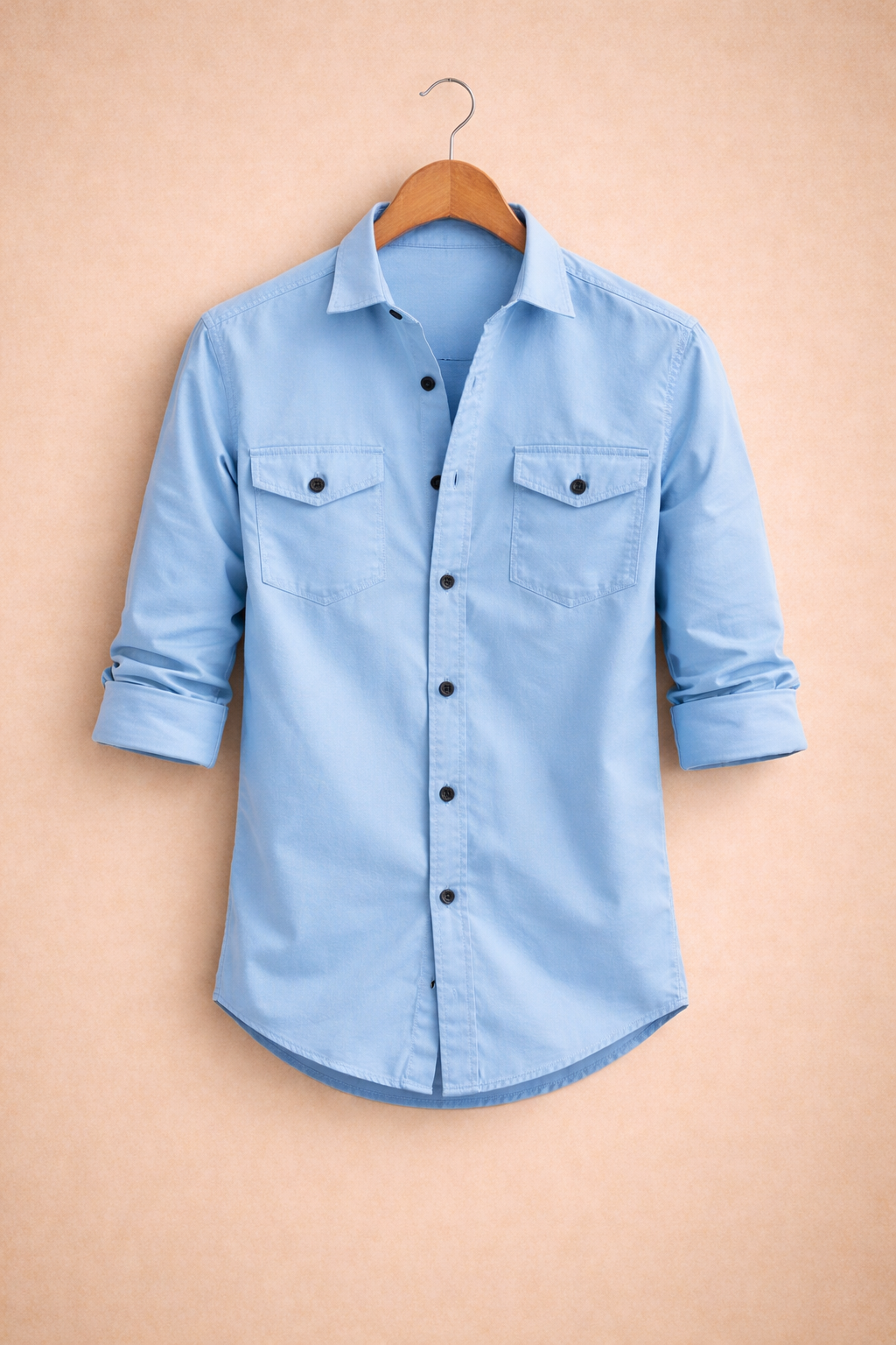 UpperQuest Men’s Sky Blue Slim Fit Casual Shirt | Full Sleeve Button-Down Cotton Shirt👔