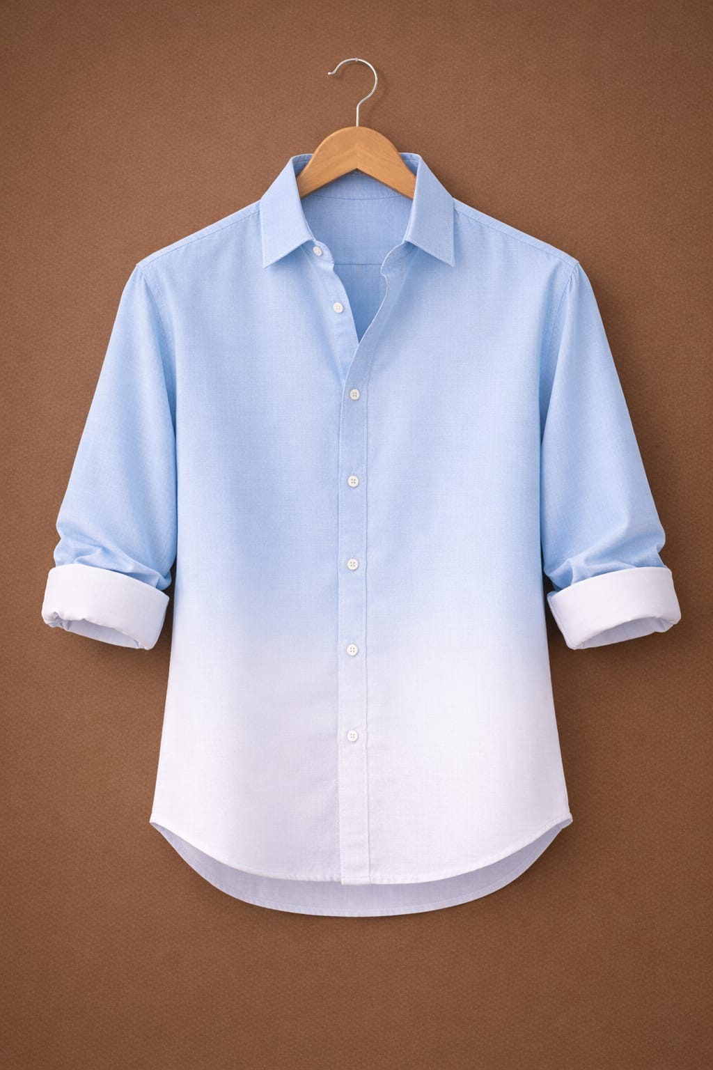 UpperQuest Sky-Blue Ombre Lycra Shirt for Men | Stretchable Slim Fit Casual Shirt